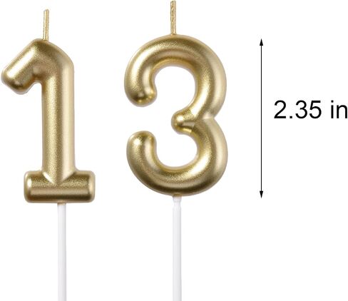 2.35 Inch Gold 13 & 31 Birthday Candles, 3D Diamond Number 13th & 31st Cake Topper for Boys Girls Birthday Party Decorations Theme Party in Saudi Arabia