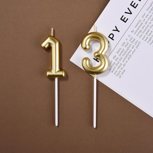 2.35 Inch Gold 13 & 31 Birthday Candles, 3D Diamond Number 13th & 31st Cake Topper for Boys Girls Birthday Party Decorations Theme Party in Saudi Arabia