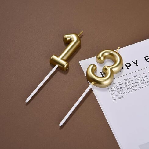 2.35 Inch Gold 13 & 31 Birthday Candles, 3D Diamond Number 13th & 31st Cake Topper for Boys Girls Birthday Party Decorations Theme Party in Saudi Arabia
