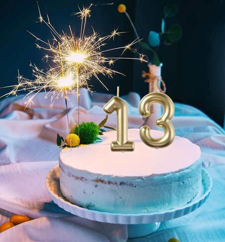 2.35 Inch Gold 13 & 31 Birthday Candles, 3D Diamond Number 13th & 31st Cake Topper for Boys Girls Birthday Party Decorations Theme Party in Saudi Arabia