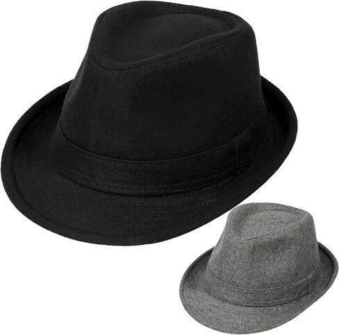 2 Pack Manhattan Fedora Hat for Men Gangster Trilby Vintage Felt Hat in Kuwait