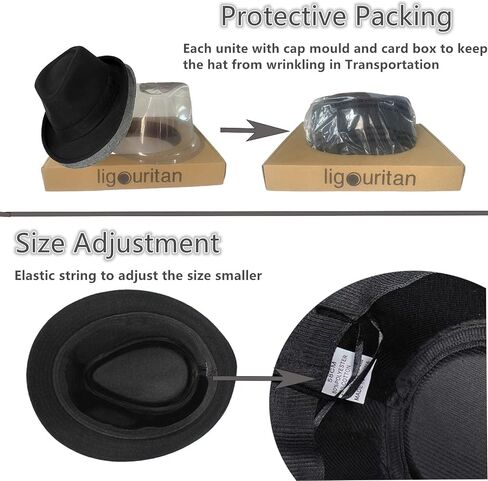 2 Pack Manhattan Fedora Hat for Men Gangster Trilby Vintage Felt Hat in Kuwait