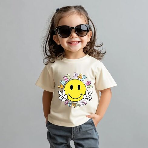 Last Day of School Shirt for Kids 2-8T, Fun & Colorful Prints, Short Sleeve T-Shirt for Boys & Girls for Summer in Saudi Arabia
