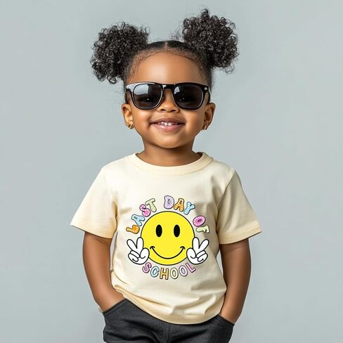 Last Day of School Shirt for Kids 2-8T, Fun & Colorful Prints, Short Sleeve T-Shirt for Boys & Girls for Summer in Saudi Arabia