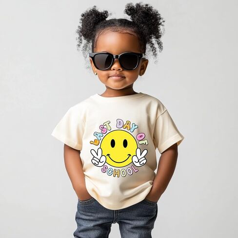 Last Day of School Shirt for Kids 2-8T, Fun & Colorful Prints, Short Sleeve T-Shirt for Boys & Girls for Summer in Saudi Arabia