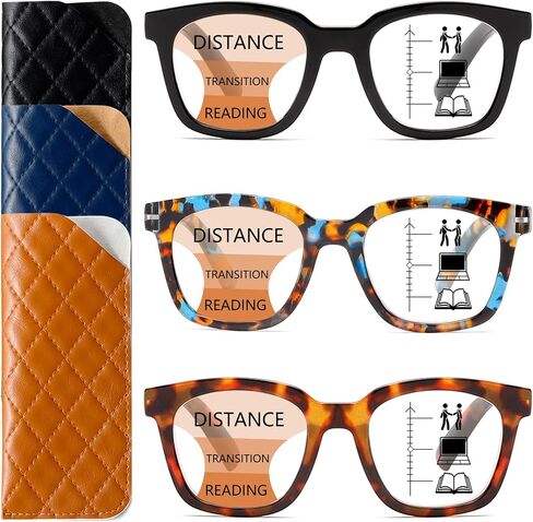 3 Pack Near-range Workspace Progressive Reading Glasses for Women Men Square Oprah Style Blue Light Blocking Readers in Saudi Arabia