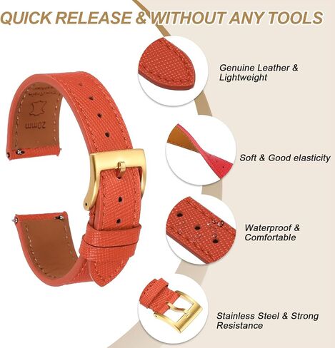 Harfington Leather Leather Watch Band حزام مراقبة بديل سريع الإصدار مع مشبك الفولاذ المقاوم للصدأ للرجال نساء in Kuwait