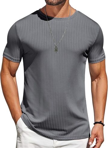 COOFANDY Mens T-Shirts Short Sleeve Plain Tshirts Casual Crew Neck Basic T Shirt Soft Cooling Fitted Stretch Tee Shirts in Saudi Arabia
