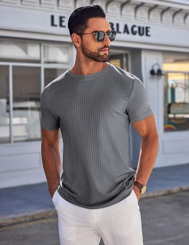 COOFANDY Mens T-Shirts Short Sleeve Plain Tshirts Casual Crew Neck Basic T Shirt Soft Cooling Fitted Stretch Tee Shirts in Saudi Arabia