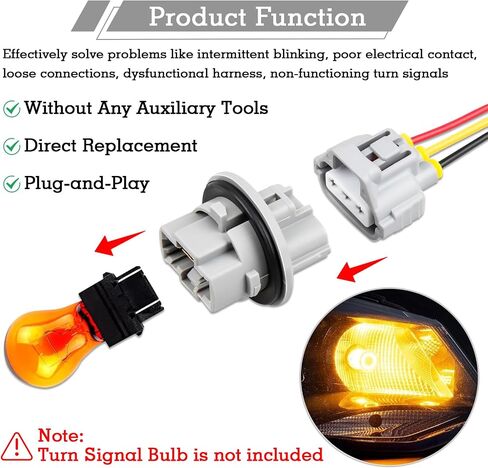 2 Pcs 90075-60060 Front Trun Signal Light Socket with 3-Pin Wire Pigtail Compatible with 2005-2015 Toyota Tacoma, RAV4, Camry, 4Runner, Highlander, Pure Copper in Saudi Arabia