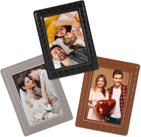 3 PCS إطارات صور مغناطيسية جلدية للثلاجة 4 × 6 ، مغناطيس حامل إطار الصور ، حامل صور مغناطيسي لاستثمار خزانة الخزانة في مدرسة المطبخ المنزلي in Kuwait