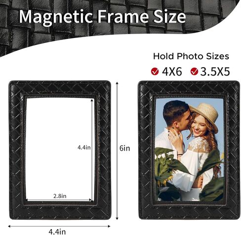 3 PCS إطارات صور مغناطيسية جلدية للثلاجة 4 × 6 ، مغناطيس حامل إطار الصور ، حامل صور مغناطيسي لاستثمار خزانة الخزانة في مدرسة المطبخ المنزلي in Kuwait
