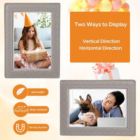 3 PCS إطارات صور مغناطيسية جلدية للثلاجة 4 × 6 ، مغناطيس حامل إطار الصور ، حامل صور مغناطيسي لاستثمار خزانة الخزانة في مدرسة المطبخ المنزلي in Kuwait