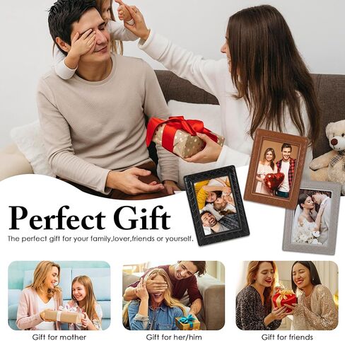 3 PCS إطارات صور مغناطيسية جلدية للثلاجة 4 × 6 ، مغناطيس حامل إطار الصور ، حامل صور مغناطيسي لاستثمار خزانة الخزانة في مدرسة المطبخ المنزلي in Kuwait