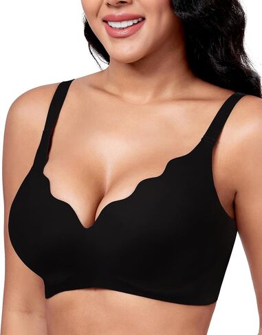 Vinfact Plunge v bras for Women no underwire Wireless Coverage Full Bralette Seamless tirt Tirm Everyday Sleep Bra in Kuwait