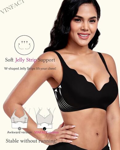 Vinfact Plunge v bras for Women no underwire Wireless Coverage Full Bralette Seamless tirt Tirm Everyday Sleep Bra in Kuwait