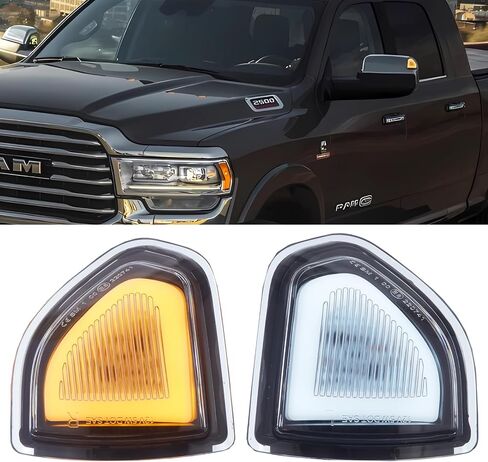 Ram Mirror Lights Turn Signal & White Daytime Running Light Assembly Switchback Smoked Lens Compatible With 2010-2021 Dodge Ram 1500,2010-2018 Ram 2500 3500 in Saudi Arabia