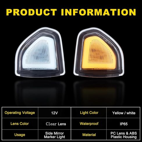 Ram Mirror Lights Turn Signal & White Daytime Running Light Assembly Switchback Smoked Lens Compatible With 2010-2021 Dodge Ram 1500,2010-2018 Ram 2500 3500 in Saudi Arabia