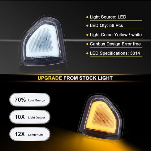 Ram Mirror Lights Turn Signal & White Daytime Running Light Assembly Switchback Smoked Lens Compatible With 2010-2021 Dodge Ram 1500,2010-2018 Ram 2500 3500 in Saudi Arabia