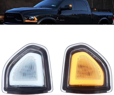 Ram Mirror Lights Turn Signal & White Daytime Running Light Assembly Switchback Smoked Lens Compatible With 2010-2021 Dodge Ram 1500,2010-2018 Ram 2500 3500 in Saudi Arabia
