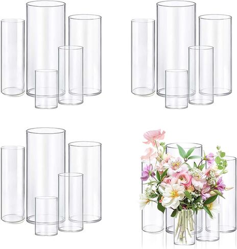 5pcs Glass Vase Cylinder Vases for Centerpieces Small Flower Glass Vases Home Decor Centerpiece Table Clear Flower Vase Decorations for Wedding＆Holiday 4,6,7.5,8,10 Inch Tall in Saudi Arabia