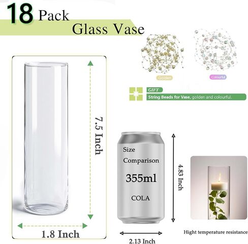5pcs Glass Vase Cylinder Vases for Centerpieces Small Flower Glass Vases Home Decor Centerpiece Table Clear Flower Vase Decorations for Wedding＆Holiday 4,6,7.5,8,10 Inch Tall in Saudi Arabia