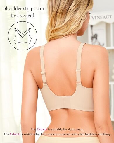 Vinfact Plunge v bras for Women no underwire Wireless Coverage Full Bralette Seamless tirt Tirm Everyday Sleep Bra in Kuwait