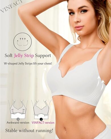 Vinfact Plunge v bras for Women no underwire Wireless Coverage Full Bralette Seamless tirt Tirm Everyday Sleep Bra in Kuwait