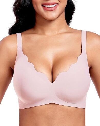 Vinfact Plunge v bras for Women no underwire Wireless Coverage Full Bralette Seamless tirt Tirm Everyday Sleep Bra in Kuwait