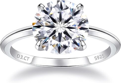 1 CT 2CT Moissanite Enagaement Ring for Women, White Gold Plated 925 Sterling Silver Moissanite Rings, Promise Rings Wedding Band Rings for Women Size 5-10 in Saudi Arabia