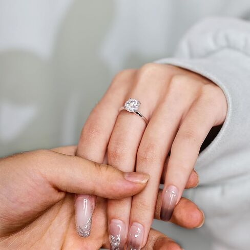 1 CT 2CT Moissanite Enagaement Ring for Women, White Gold Plated 925 Sterling Silver Moissanite Rings, Promise Rings Wedding Band Rings for Women Size 5-10 in Saudi Arabia