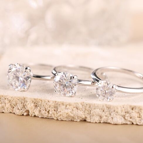 1 CT 2CT Moissanite Enagaement Ring for Women, White Gold Plated 925 Sterling Silver Moissanite Rings, Promise Rings Wedding Band Rings for Women Size 5-10 in Saudi Arabia