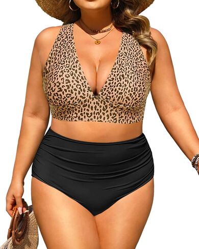 DACI Plus Size High Pherced Bikini - قطعتان للسباحة البطن بدلة الاستحمام مثيرة V الرقبة السباحة 2025 in Kuwait