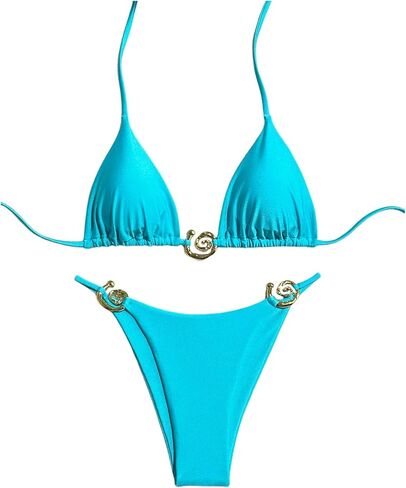 OYOANGLE Women's 2 Piece Bikini Set Spaghetti Strap Halter Swimsuit High Cut Bathing Suits in Kuwait