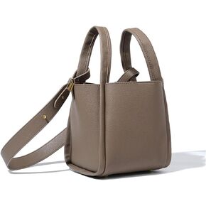 Women's PU Leather Crossbody Bucket Bag - Lightweight Shoulder Handbag with Detachable Strap for Work, Travel, and Daily Use (Grey)
