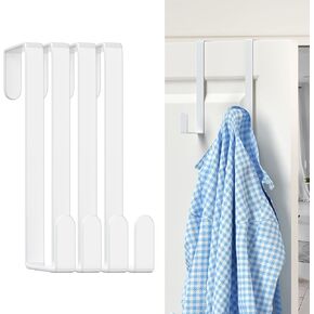 6 Inch Over the Door Hooks 4 Pack, Z-shaped Door Hanger Hook Fits 1 3/8" & 1 3/4" Door, Heavy Duty Scratch-Free Wreath Door Hooks Door Towel Hanger for Hanging Coats, Towels, Ironing Board