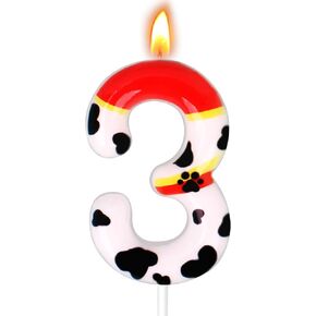 Dog Paw Birthday Candles, Number Candles for Birthday Party Cake Decoration Supplies (Red, Number 4)
