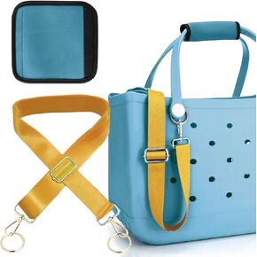 Multi-Purpose Strap Set for Bogg Bag, Adjustable Crossbody Strap + Neoprene Handle Bag, Travel and Beach Essentials Non-Slip Compression Shoulder Strap Accessory(Beige Floral)