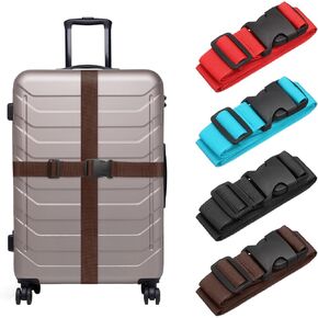 uxcell 4 Pcs Luggage Straps for Suitcases, Adjustable Luggage Connector Strap Buckle Travel Suitcase Bag Strap Belt Luggage Accessories for Travel Suitcase Bag Connect, Dark Brown