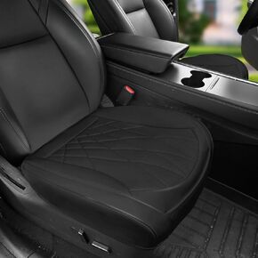 SanQing 2PCS Car Seat Covers Bottom for Model Y/3 Luxury Leather Seat Covers Fit Tesla Model Y/ 3 Bottom Front Seat Protector Cushions for Tesla Y/3 (White)