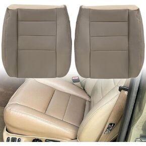 GXARTS Driver and Passenger Side Bottom Lower Replacement Leather Seat Cover TAN 4H 8H Compatible with Ford F250 F350 F450 F550 Super Duty Excursion Limited 2002 2003 2004 2005 2006 2007