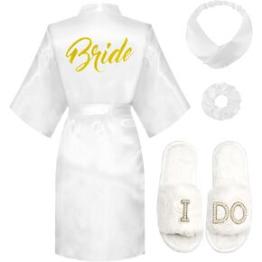 Morforu Bride Robe ليوم الزفاف مع مجموعة من أعياب رئيس الزفاف جلبات الزفاف العزوبية الحزب هدية دش الزفاف
