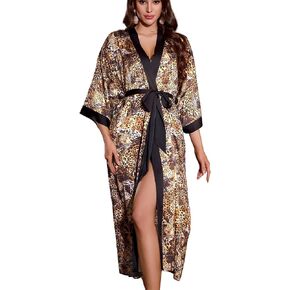 Silk Satin Robe for Women Long Kimono Summer Lightweight Bathrobe Soft Thin Ladies Luxury House Robes