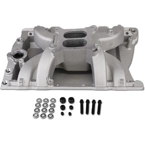 7111 Intake Manifold Aluminum Dual Plane Compatible with Oldsmobile 1964-1985 307 330 350 403 V8 Engine