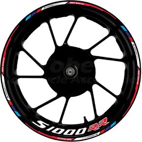 ملصقات حافة العجلات 17 بوصة الشرقات - متوافقة مع BMW S1000R S1000RR 2009-2024 ، حظر الألوان الأسود والأزرق والأحمر والأبيض ، الأبيض والأحمر هي الألوان الرئيسية
