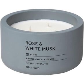 Blomus Fraga Catedle Candle 3 Wick 13cm/5inch Flintstone (Blue) W/Rose & White Musk Rescent