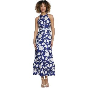 Maggy London Women's High Neck Ruffled Maxi Dress