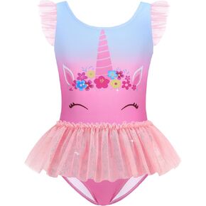 Girls One Piece Swimsuit Colorful Mermaid Bathing Suites Cute Princess Beach Swimwear 2-10 Years