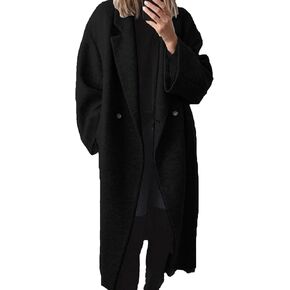 Sexyshine Woment Winter Double Breadted Pealet Coat Long Long Notch Long Trench Trench Coath Wark Wool Blend Jlend