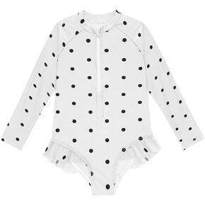 CaTaKu Girls Rash Guard Swimsuit Long Sleeve One Piece Bathing Suit UPF 50+ Toddler Kids Zipper Ruffle Swimwear 3-12Y in Kuwait
